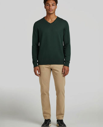 Suitable merino pullover v-hals racing groen | Slim-fit