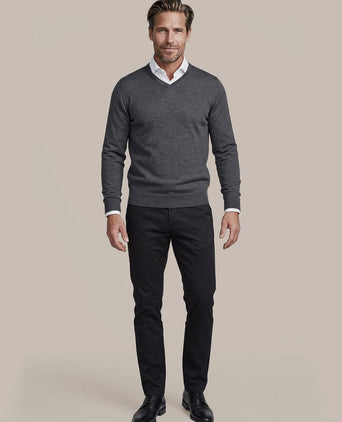 Merino pullover v-hals antraciet