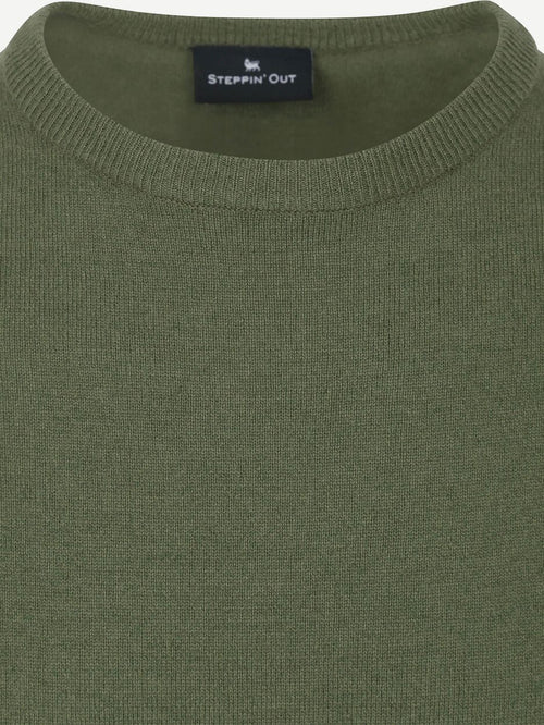 Steppin' Out trui merinowol groen | Regular-fit