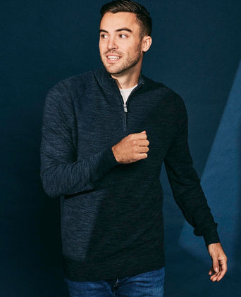 Suitable pine knit halve rits trui donkerblauw | Slim-fit