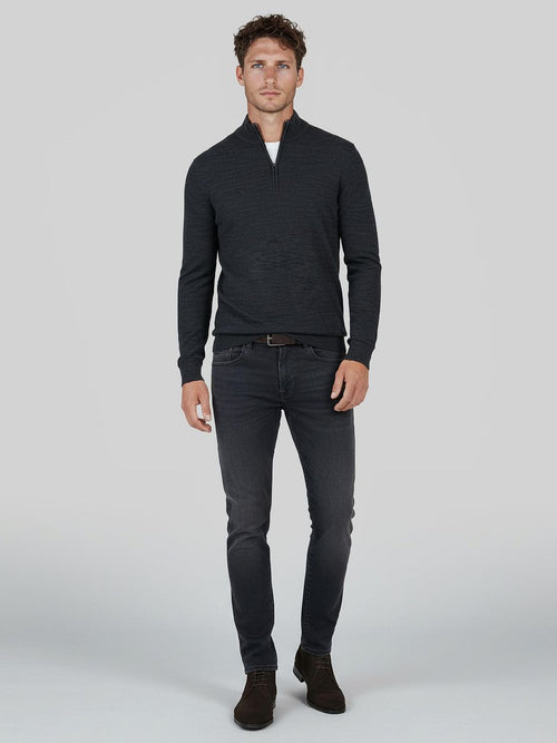 Suitable pine knit halve rits trui donkerblauw | Slim-fit