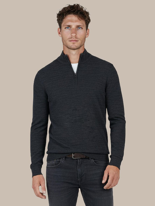 Pine knit halve rits trui donkerblauw
