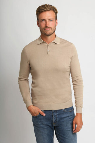 Compact cotton poloshirt beige Compact cotton poloshirt beige