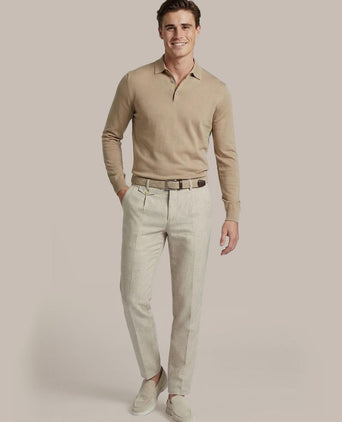 Compact cotton poloshirt taupe