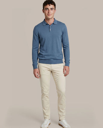 Compact cotton poloshirt denim blauw