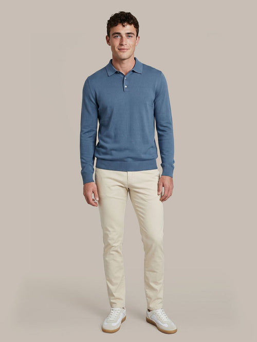 Compact cotton poloshirt denim blauw