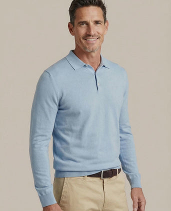 Compact cotton poloshirt staal blauw