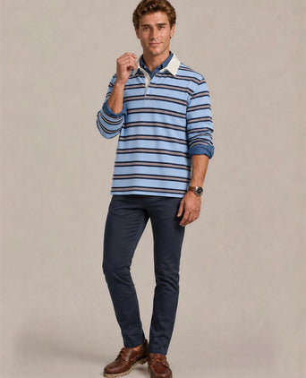 Rugby polo streep blauw