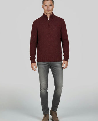halve rits trui donnegal tweed eco wool bordeaux