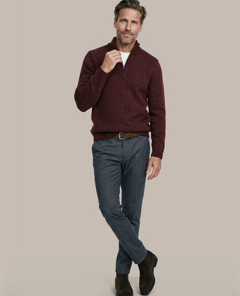 halve rits trui donnegal tweed eco wool bordeaux