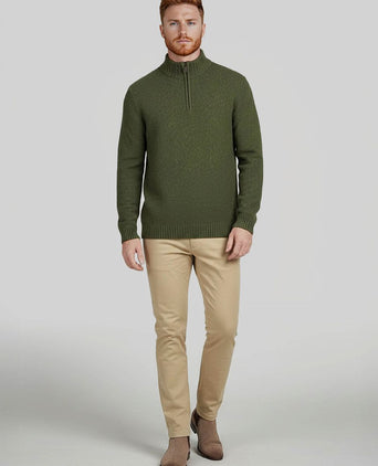 Suitable halve rits trui donnegal tweed eco wool groen