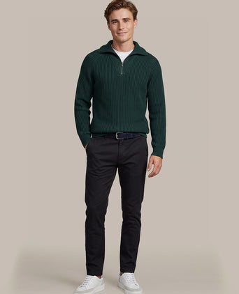 halve rits trui sailor wool blend donkergroen