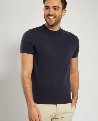 Knitted t-shirt donkerblauw