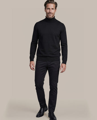 Compact cotton pullover turtle zwart