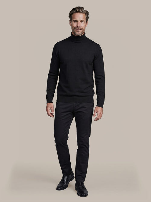 Compact cotton pullover turtle zwart