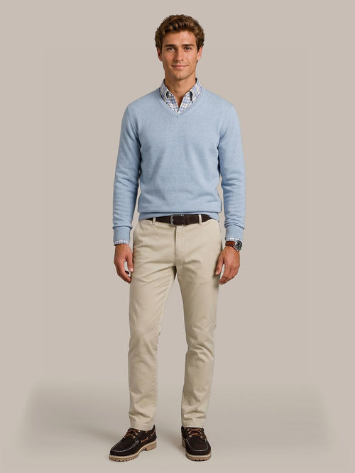 Trui cotton cashmere v-hals sky blue