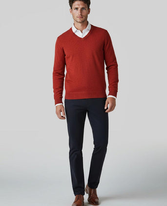 Trui v-hals lamswol rood