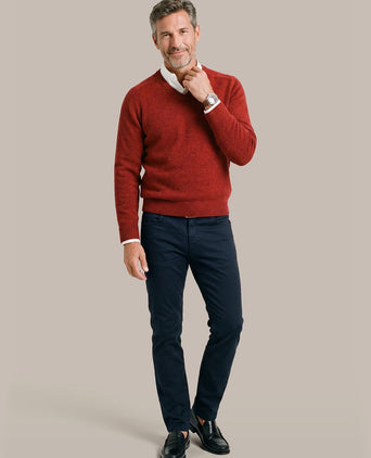 Trui v-hals lamswol rood