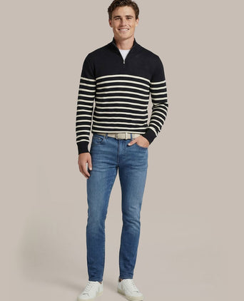 Half-zip trui breton stripe donkerblauw