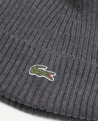 Lacoste knitted muts wol antraciet
