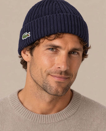 Knitted muts wol donkerblauw