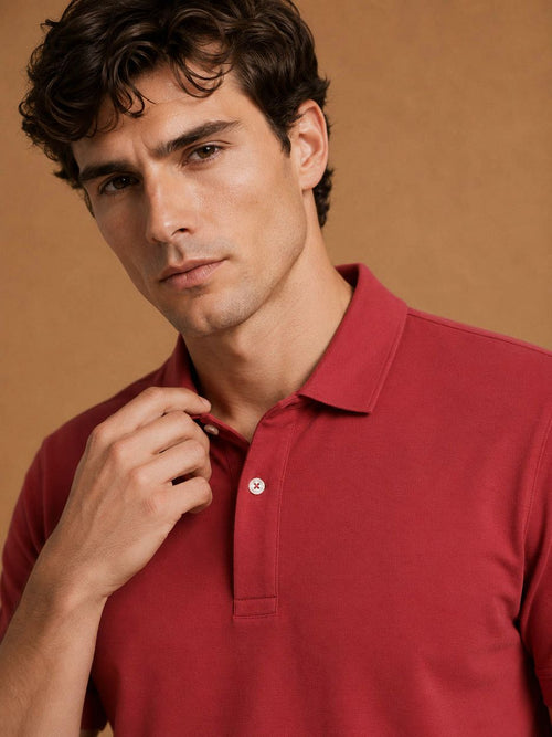 The James poloshirt rood