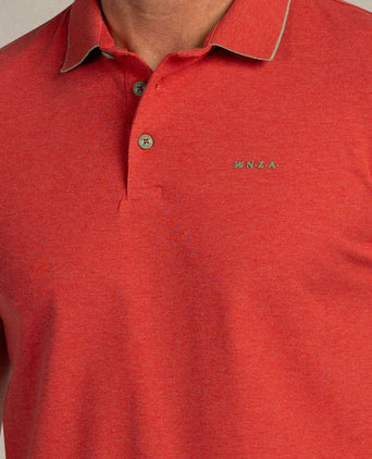Polo henley piqué rood