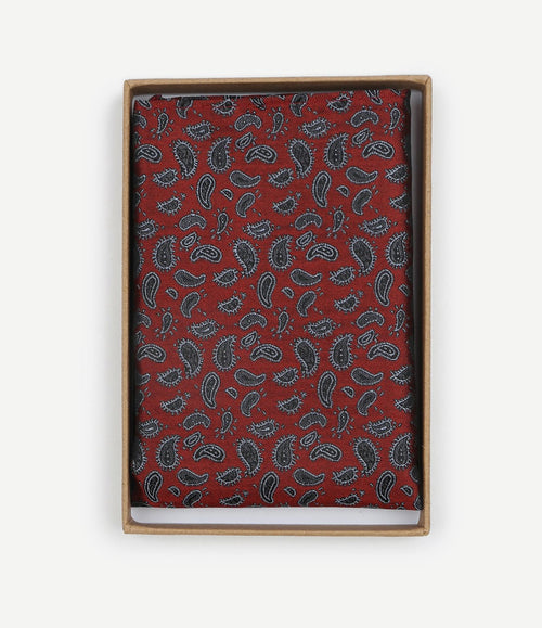 Zijde pochet paisley bordeaux