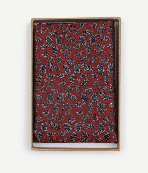 Zijde pochet paisley bordeaux