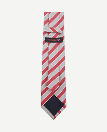 Stropdas zijde rood grijs streep