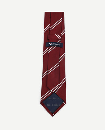 Stropdas zijde double stripe bordeaux