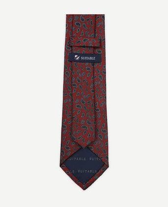 Stropdas zijde paisley bordeaux