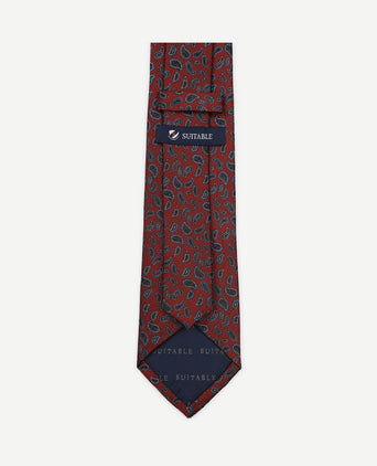 Stropdas zijde paisley bordeaux