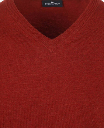 Pullover v-hals merinowol rood