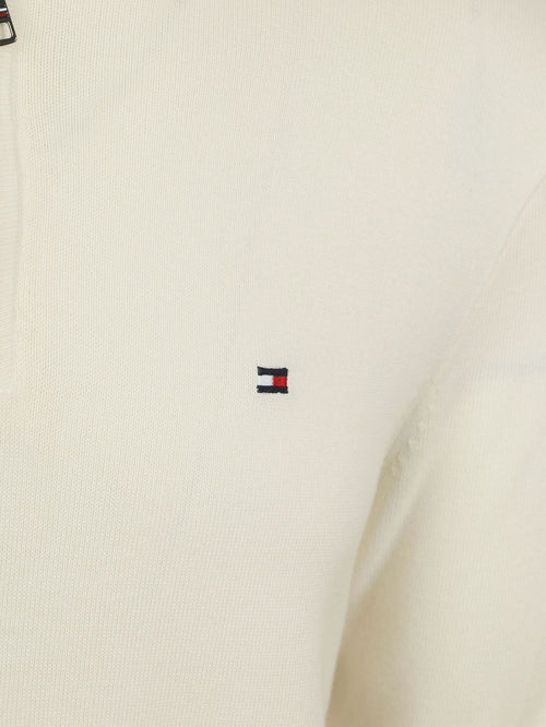 Tommy Hilfiger halve rits trui essential off white | Regular-fit