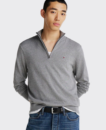 Tommy Hilfiger halve rits trui essential grijs | Regular-fit