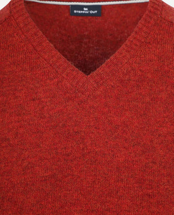 Trui v-hals lamswol rood