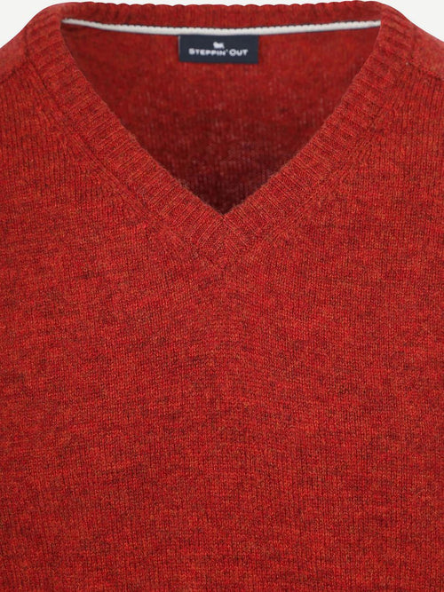 Trui v-hals lamswol rood