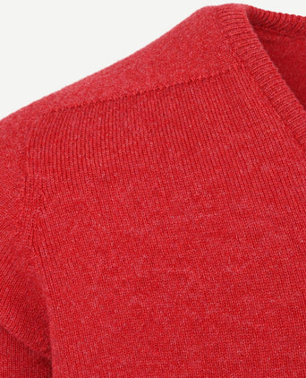 V-hals lamswol poppy melange