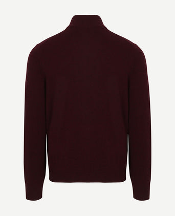 halve rits trui merinowol bordeaux