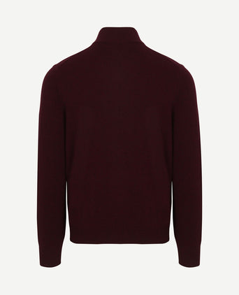 halve rits trui merinowol bordeaux