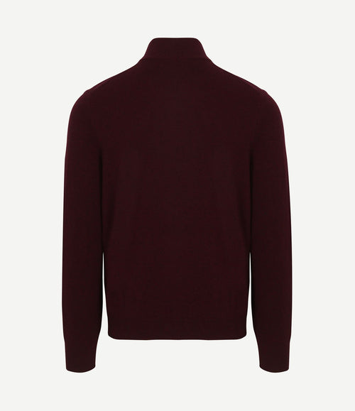 halve rits trui merinowol bordeaux