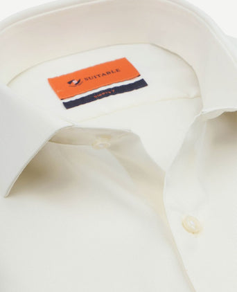 Suitable overhemd extra lange mouwen twill ecru | Slim-fit