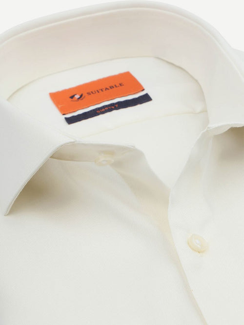 Suitable overhemd extra lange mouwen twill ecru | Slim-fit