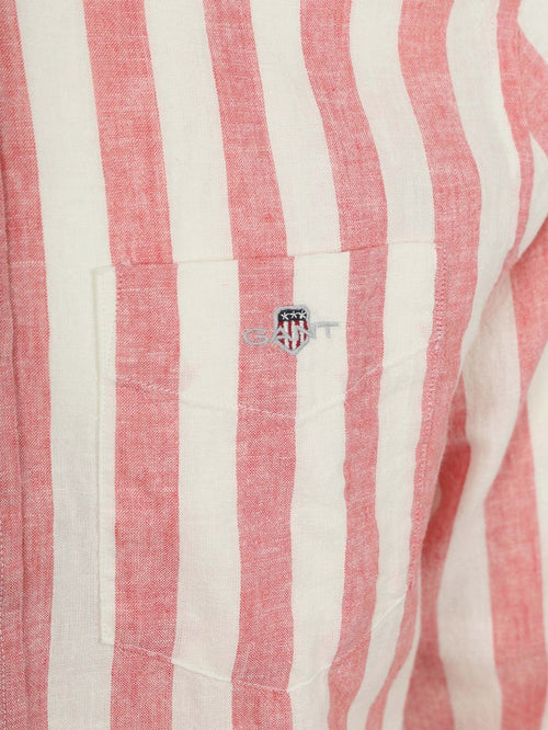 Cotton linen overhemd streep roze