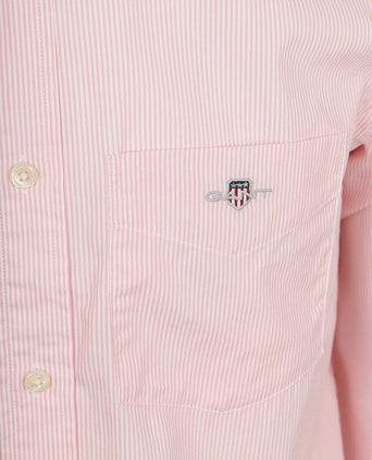 Poplin banker overhemd streep roze