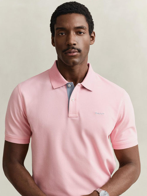 Contrast piqué poloshirt bubbelgum roze
