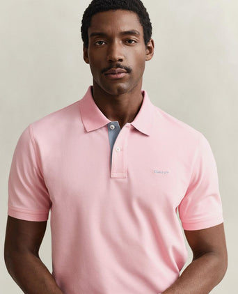 Contrast piqué poloshirt bubbelgum roze
