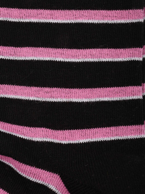 Sokken streep donkerblauw roze