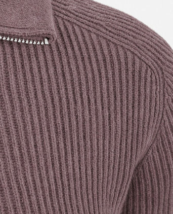 halve rits pullover wool light aubergine